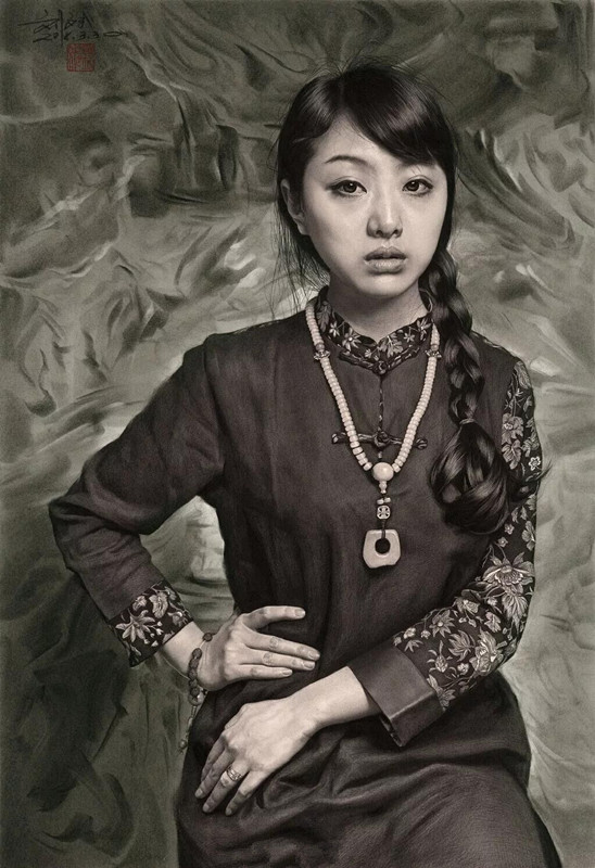 刘斌素描作品《芳华》
