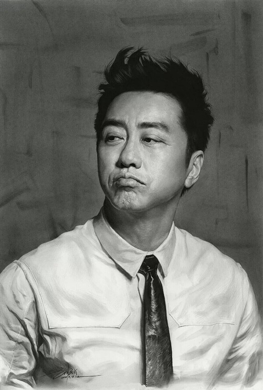 刘斌素描作品《老顽童——哈林》