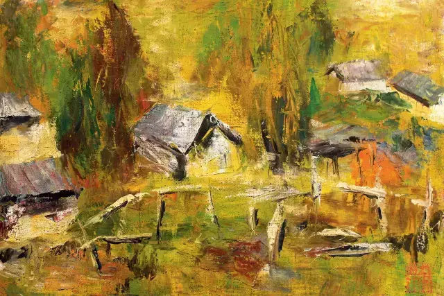 李青萍油画作品《秋韵》