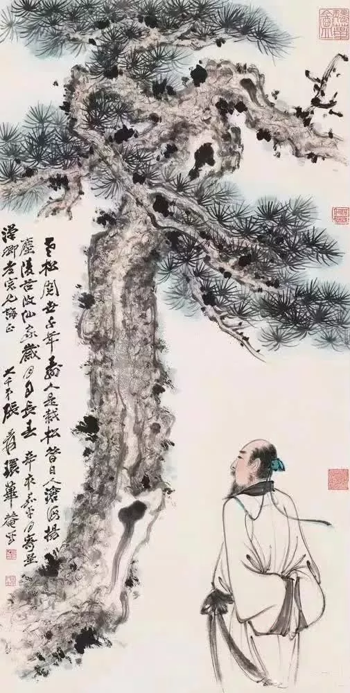 张大千笔下的松荫高士图5