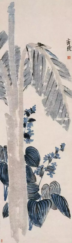 齐白石画的蝉【芭蕉鸣蝉图】