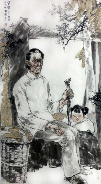 赵国毅人物画作品展作品《守望》