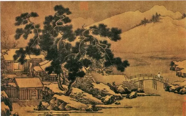 山水画意境:宋 刘松年 四景山水之冬景