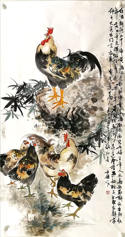 国画艺术家卢士杰与他画的大公鸡图4
